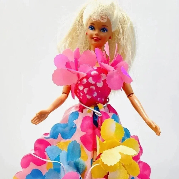 Mattel Other - MATTEL BARBIE Doll Blonde Hair Floral Dress Articulated Elbows Knees 12" Tall